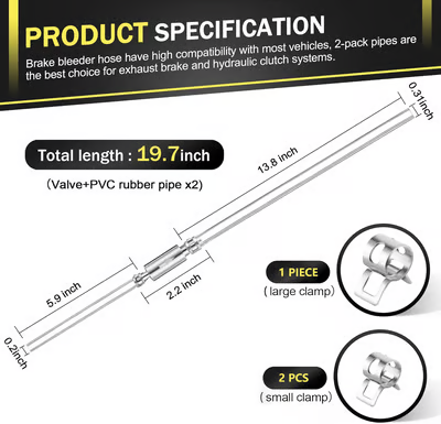🏆Flash Sale⚡💥Brake Bleeder Hose - One Way Check Valve Tube Bleeding Tool Kit For Car Motorcyle Clutch