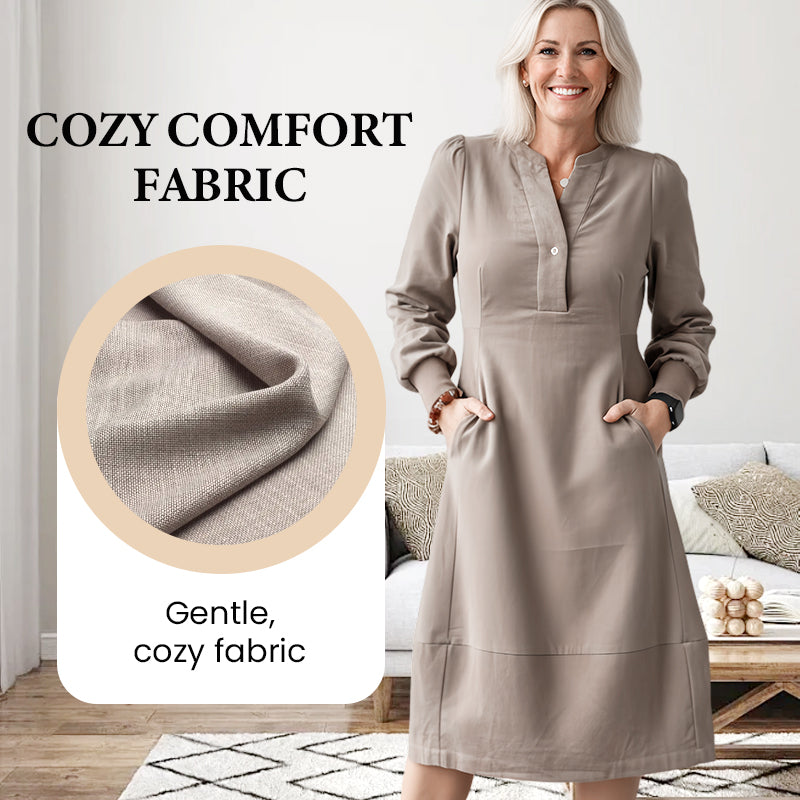 Women’s Elegant Solid Color Long Sleeve Dress